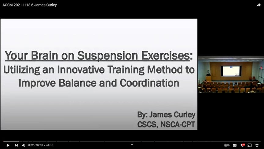 ACSM Presentation Suspension Exercises, balance stability conference in New York City. science research James Curley Suspension Scientist Tyger Mat Suspension Training TRX suspension trainer personal trainer